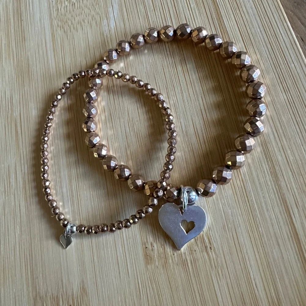 Mother & Daughter / Best Friends Bracelet Set - Rose Gold Hematite w/ SS Charms
